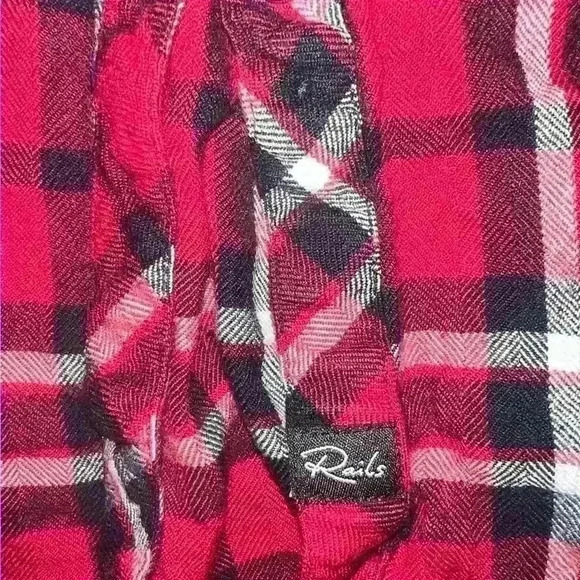 Rails Tunic Sz Xs Flannel Mini Short Sleeve Button Preppy Dark Academia Normcore - Picture 7 of 7